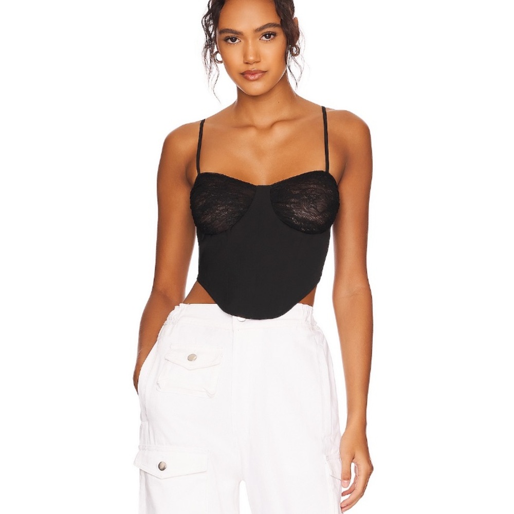 NWT Bardot Tamsin Black Lace Corset Top